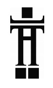 The Heaventree Press logo, the letter H with square blocks around it and serif plinths on top, making it look like temple-like.